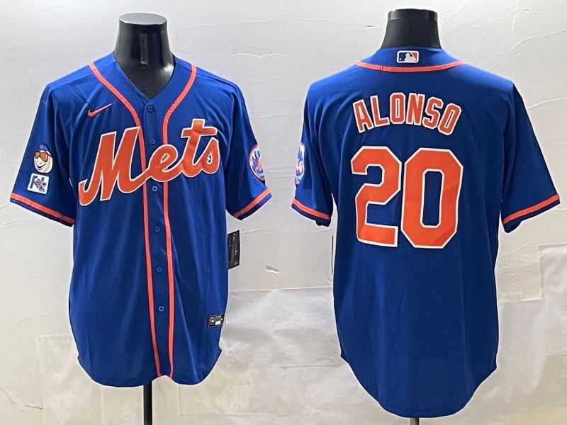 Men New York Mets #20 Alonso Blue Game 2025 Nike MLB Jersey style 2
